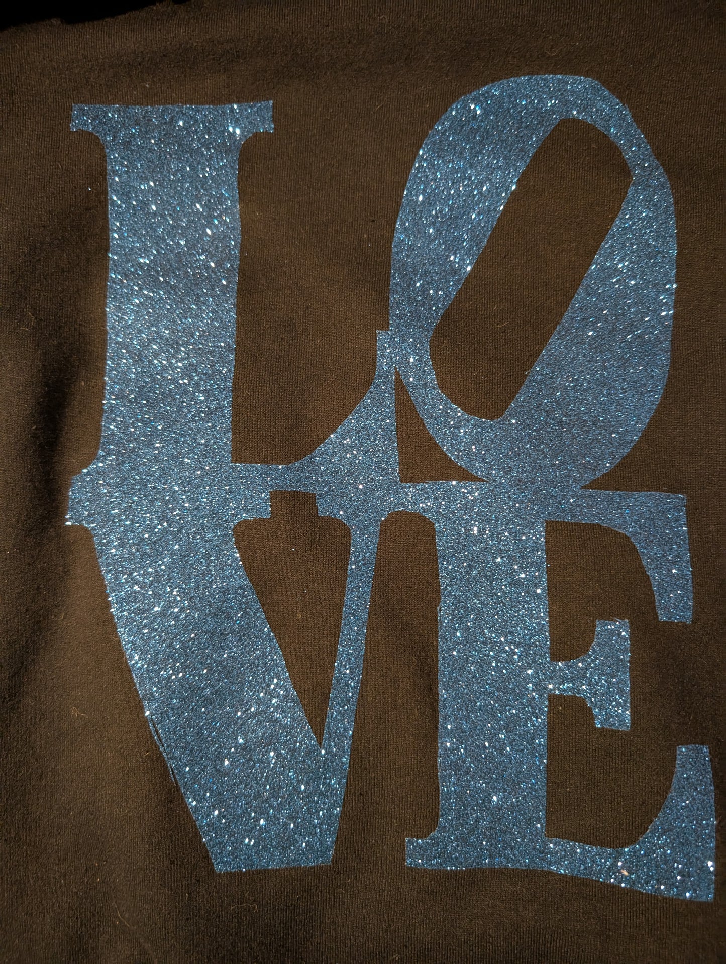 Black hoodie with glitter blue LOVE writing